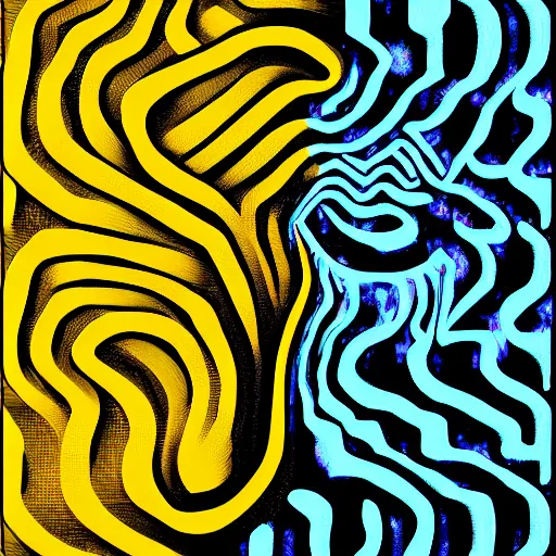 Image similar to optical illusion digital footprint painting of the silhouette of an impatient soul, stuck in a maze, very detailled, lovecraftian, trending on artstation