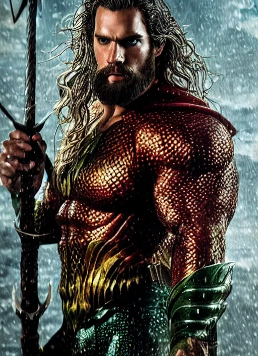 Image similar to An epic fantasy comic book style portrait painting of Henry Cavill as Aquaman, Unreal 5, DAZ, hyperrealistic, octane render, cosplay, RPG portrait, dynamic lighting