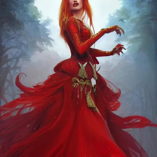 Image similar to ultra realistic illustration, bella thorne as the red queen, intricate, elegant, highly detailed, digital painting, artstation, concept art, smooth, sharp focus, illustration, art by artgerm and greg rutkowski and alphonse mucha