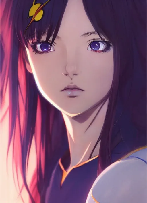 Prompt: portrait Anime as Flash girl cute-fine-face, pretty face, realistic shaded Perfect face, fine details. Anime. realistic shaded lighting by katsuhiro otomo ghost-in-the-shell, magali villeneuve, artgerm, rutkowski, WLOP Jeremy Lipkin and Giuseppe Dangelico Pino and Michael Garmash and Rob Rey