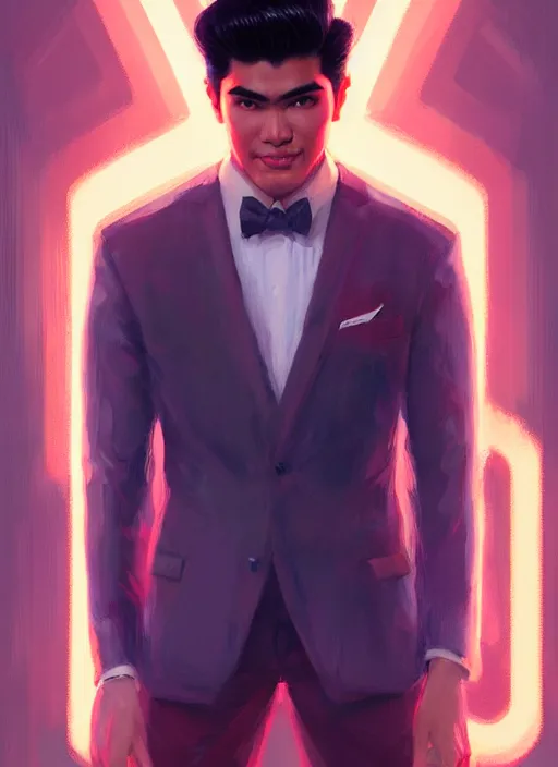 Prompt: portrait of reggie mantle, mean smirk, egotistical, intricate, elegant, glowing lights, highly detailed, digital painting, artstation, concept art, smooth, sharp focus, illustration, art by wlop, mars ravelo and greg rutkowski