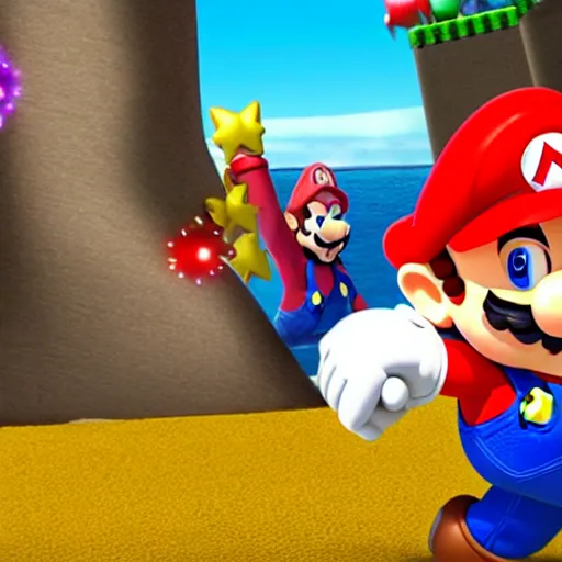 Image similar to screenshot from mario dwayne the rock johnson as mario