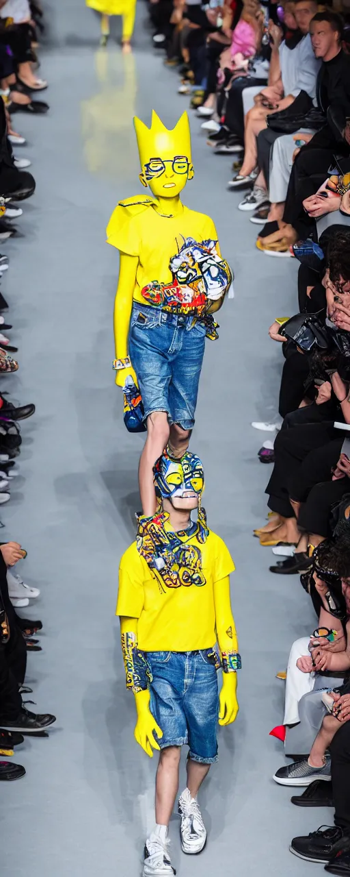 Image similar to hyperrealistic and heavy detailed balenciaga runway show of bart simpson , Leica SL2 50mm, vivid color, high quality, high textured