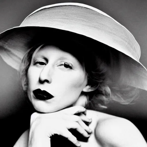 Image similar to Cindy Sherman photo movie stills big city Small hat black and white 35mm