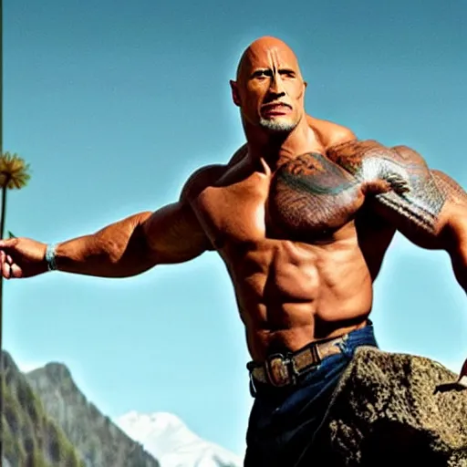 Image similar to dwayne johnson as a mythical beast