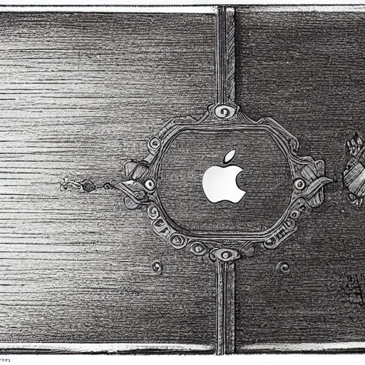 Image similar to drawing of macbook by leonardo da vinci, sketch, prototype, art, intricate details, highly detailed