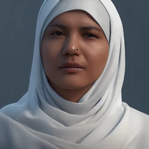 Prompt: a nepali wearing a white shawl, sad, tears, octane render, unreal engine