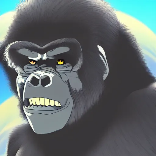 Image similar to an anime gorilla, 4 k, landscape, high resolution, illustration, anime, manga