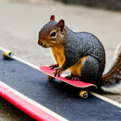 Image similar to a photo of a squirrel on a skateboard