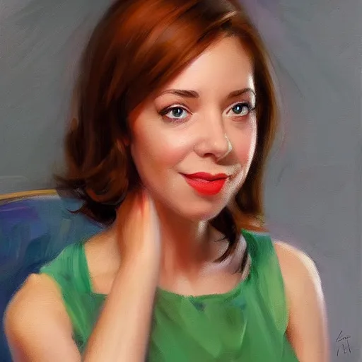 Image similar to lily aldrin, realistic, painting by vladimir volegov, trending on artstation, realistic, photorealistic, real