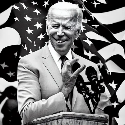 Prompt: “ joe biden trapped in a black and white picture of the july 4 th ball ”