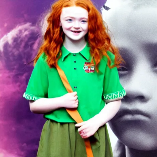 Prompt: sadie sink as wendy's mascot