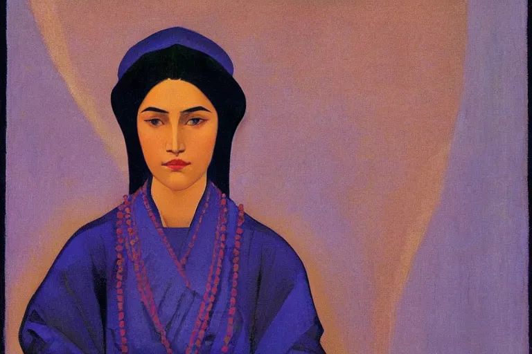 Image similar to woman portrait artwork by nicholas roerich