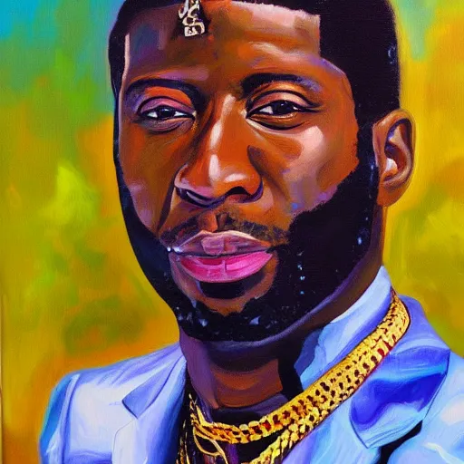 Prompt: Gucci Mane oil painting