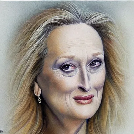 Image similar to “Meryl Streep portrait, Tanya Shatseva”