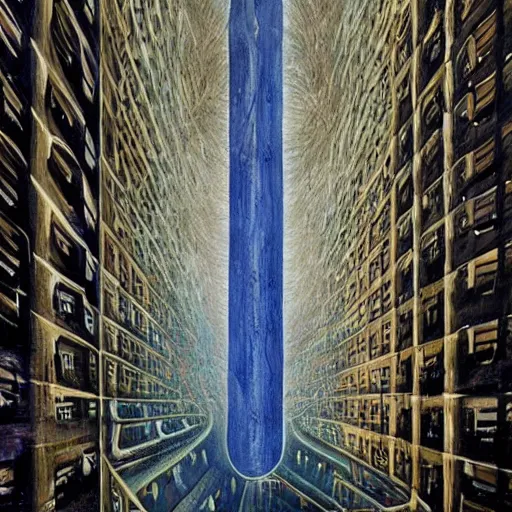 Image similar to the infinite hotel, Mind-Blowing Illusion Painting by Tomek Sętowski