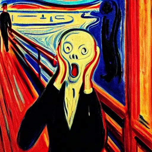 Image similar to that feeling when someone kicks you in your nuts, trending on artstation, in the style of the scream by edvard munch