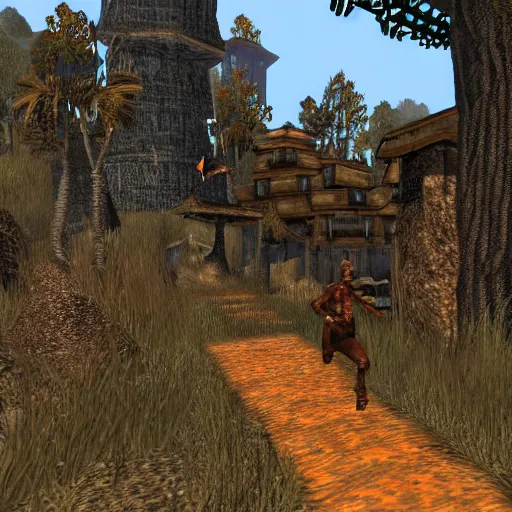 Prompt: bip bippadotta in morrowind, screenshot