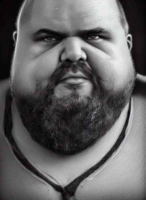 Prompt: portrait of a burly fat man in the style of stefan kostic, flickr, realistic photo, sharp focus, 8k high definition, insanely detailed, intricate, elegant