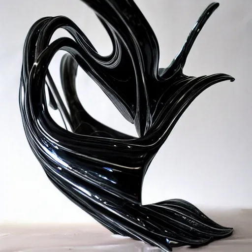 Prompt: liquid forms in metal abstract sculpture cyberpunk