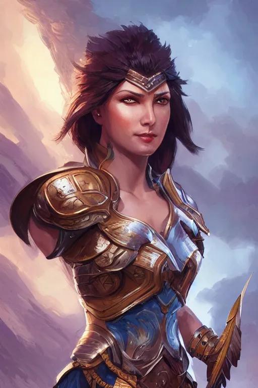 Image similar to amazon valkyrie athena, d & d, fantasy, portrait, highly detailed, headshot, digital painting, trending on artstation, concept art, sharp focus, illustration, art by artgerm and greg rutkowski and magali villeneuve