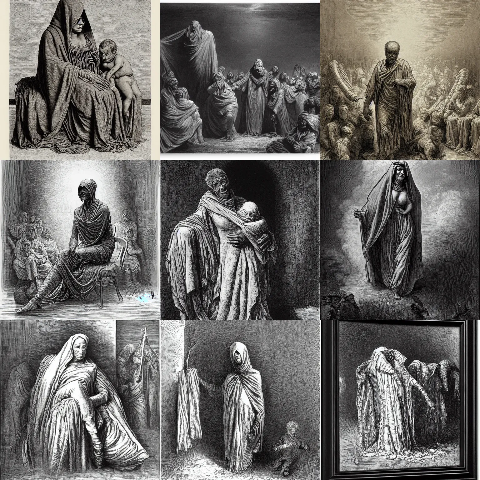 Prompt: dolemite as a mummy by gustave dore