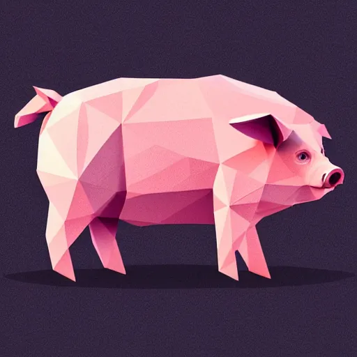 Image similar to low poly pig, isometric view, blank background