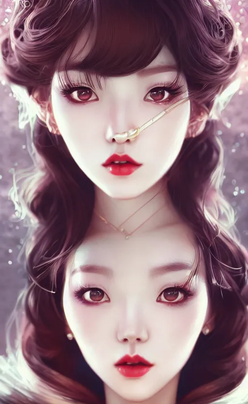 Image similar to a pin up and beautiful fashion charming dreamlke korea girl with lv jewelry, character art, art by artgerm lau and kyoung hwan kim and and ilya kuvshinov and john singer sargent, hyperdetailed, 8 k realistic, symmetrical, frostbite 3 engine, cryengine, dof, trending on artstation, digital art