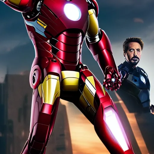 Prompt: Iron Man in all black 4K detail