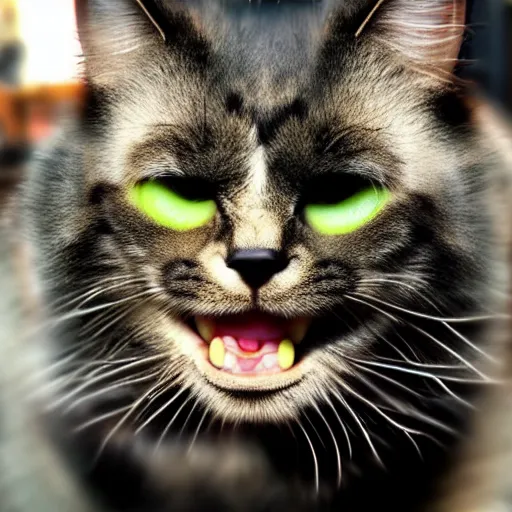 Image similar to a feline hulk