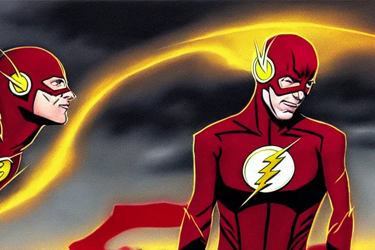 Image similar to the flash, working as a delivery man, art in the style of alex ross