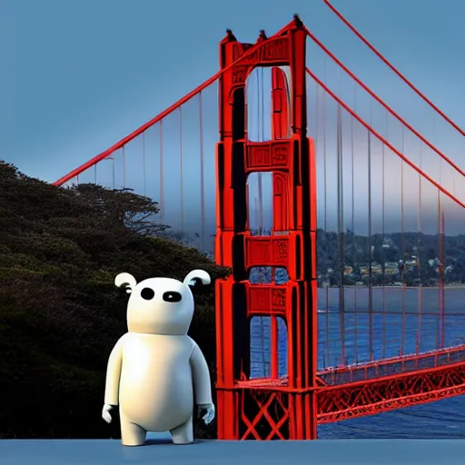 Prompt: “ Baymax in front of the Golden Gate Bridge, portrait, 4K image”