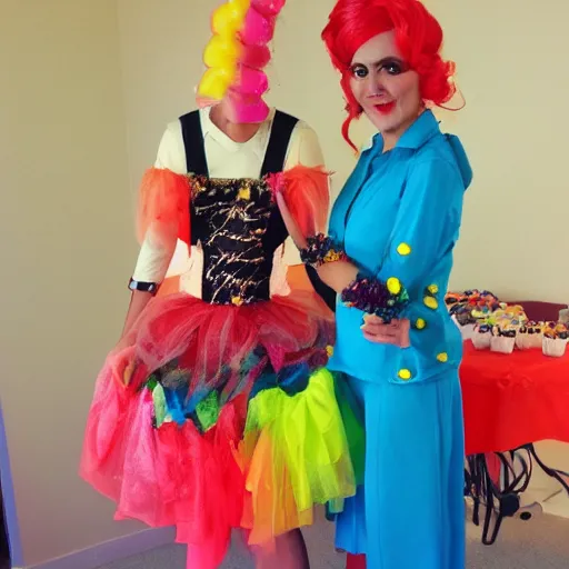 Prompt: fancy dress made with candy