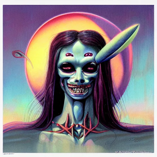 Image similar to original jean giraud art painting, pastel goth aesthetic, creepy kawaii, psychedelic, sabbas apterus