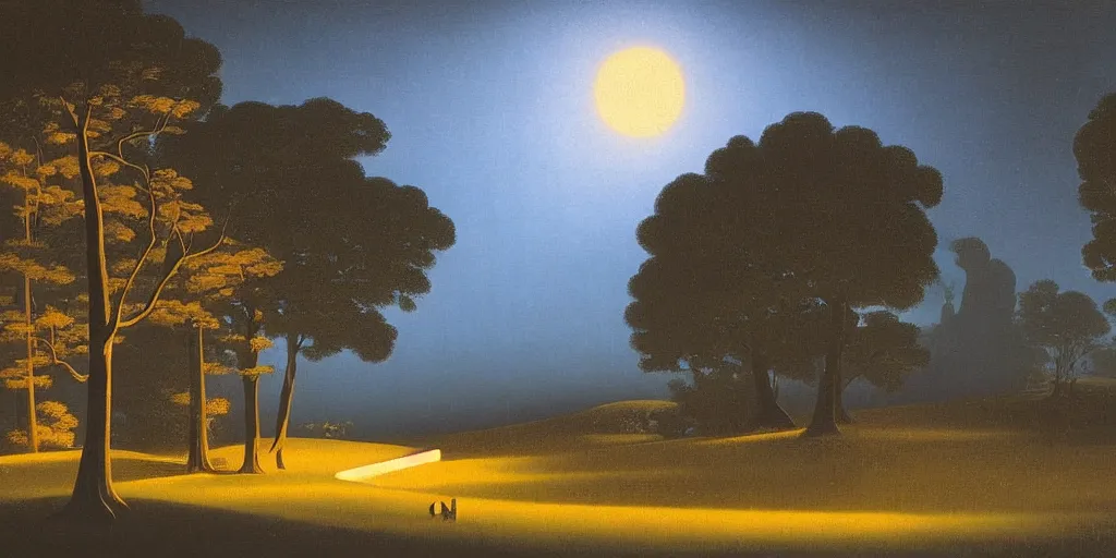 Image similar to a night landscape background, rob gonsavles, eyvind earle, heade martin johnson