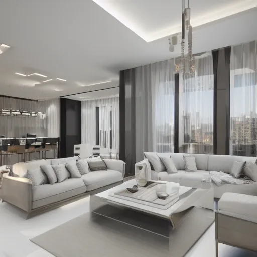 Image similar to large penthouse, luxury, 3d render, blender, floorplan