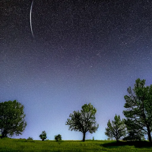 Prompt: in the starry night sky, there is a small planet that is covered in large trees