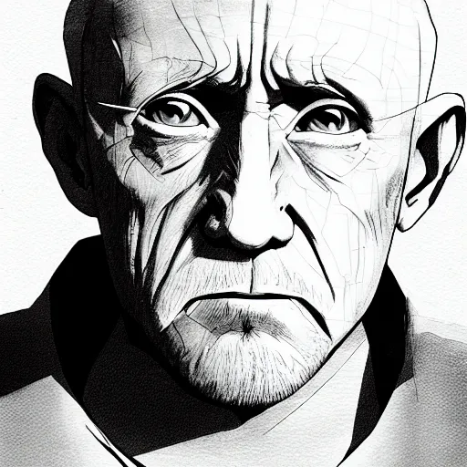 Image similar to portrait of mike ehrmantraut, anime fantasy illustration by tomoyuki yamasaki, kyoto studio, madhouse, ufotable, comixwave films, trending on artstation