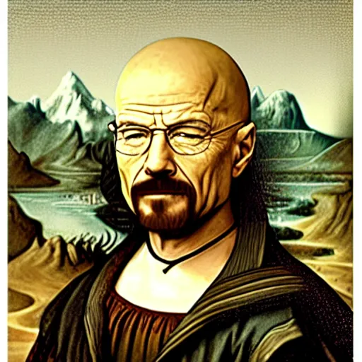 Image similar to walter white in the mona lisa