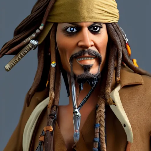 Image similar to jack sparrow action figures, unreal engine, high resolution