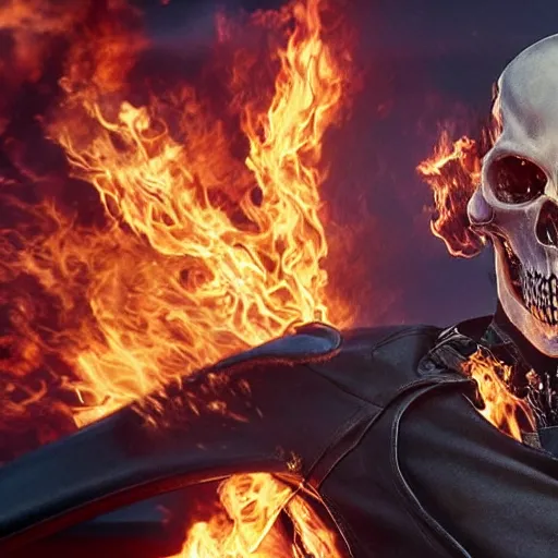 Prompt: Keanu reeves as Ghost rider 4K quality super realistic
