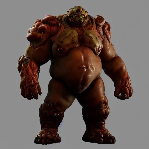 Prompt: sturdy fat monster from doom eternal