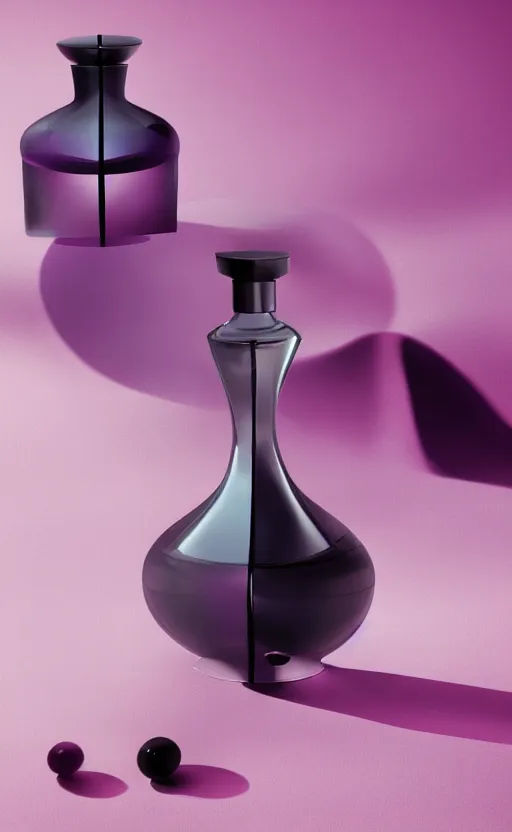 Image similar to a table lamp designed by armani in the shape of perfume, advertising photography, color gradient background