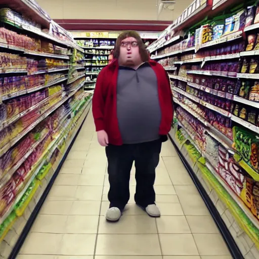 Image similar to obese harry potter in the grocery store, 4 k