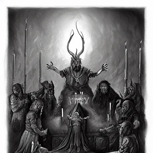 Prompt: a funeral for Satan The Devil by Dariusz Zawadzki