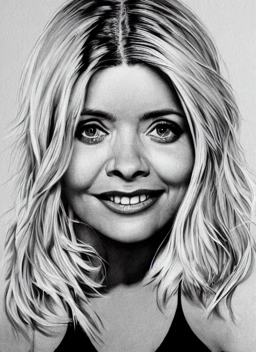 Image similar to holly Willoughby with the physique of a body builder, full body, symmetrical facial features, eye contact, hyper realistic, ultra detailed, cinematic, dynamic lighting, photorealistic, refined, intricate, digital art, digital painting, masterpiece, 8k