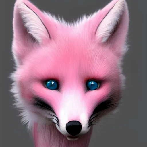 Image similar to pink fox, hyper realistic, 1 6 k, artstation,