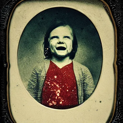 Image similar to demonic whale smiling, portrait, picture, tintype.