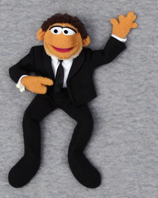 Image similar to oscar from the office as a muppet. highly detailed felt. hyper real photo. 4 k.