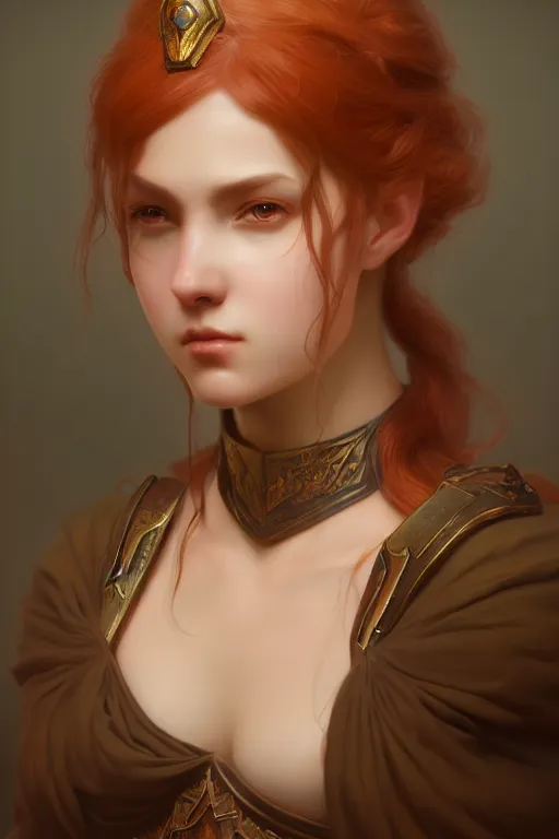 Image similar to a portrait of a fantasy creature, bored, illustration, soft lighting, soft details, painting oil on canvas by Edmund Blair Leighton and Charlie Bowater octane render trending on artstation d&d characters, 4k, 8k, HD